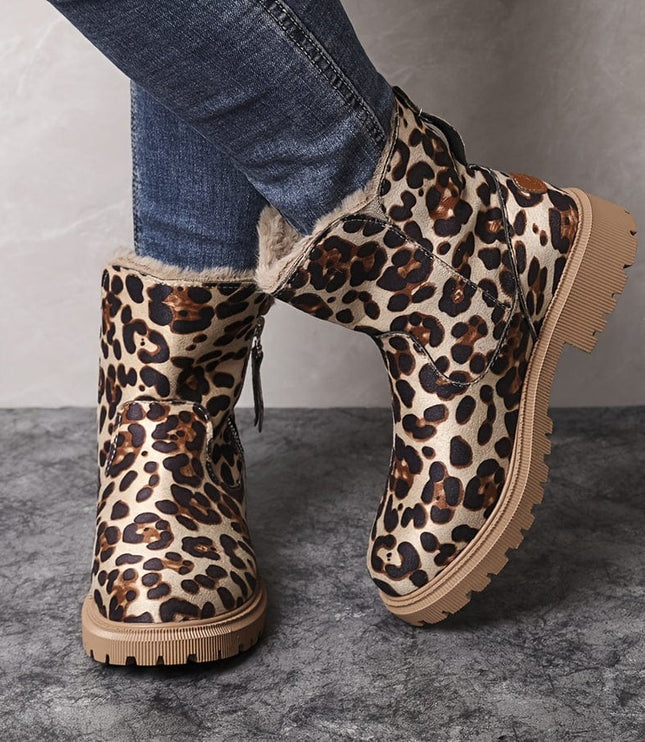 Women's Side Zip Winter Ankle Boots, Faux Fur Lined