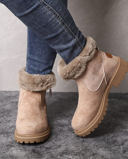 Women's Side Zip Winter Ankle Boots, Faux Fur Lined