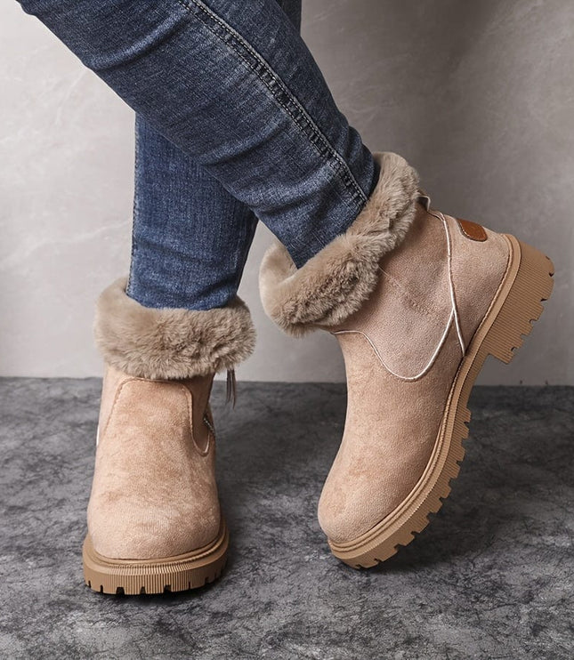 Women's Side Zip Winter Ankle Boots, Faux Fur Lined
