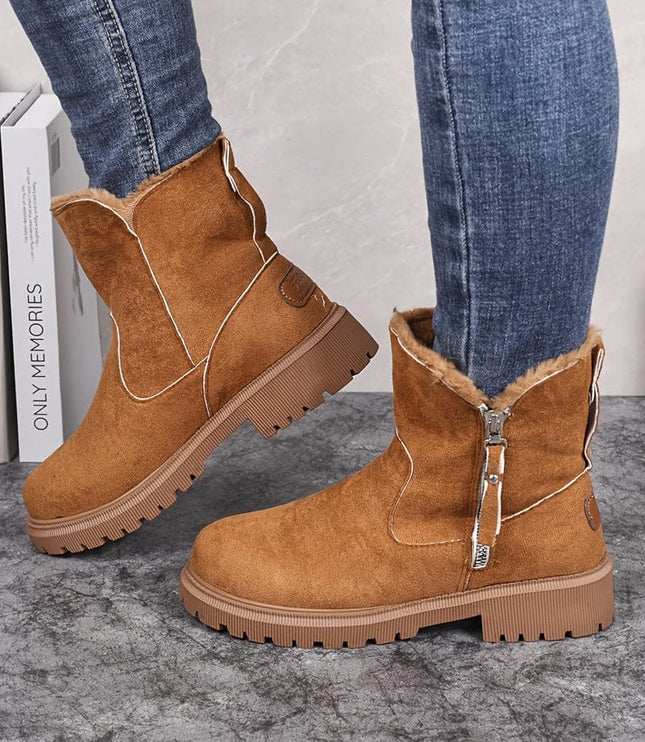 Women's Side Zip Winter Ankle Boots, Faux Fur Lined