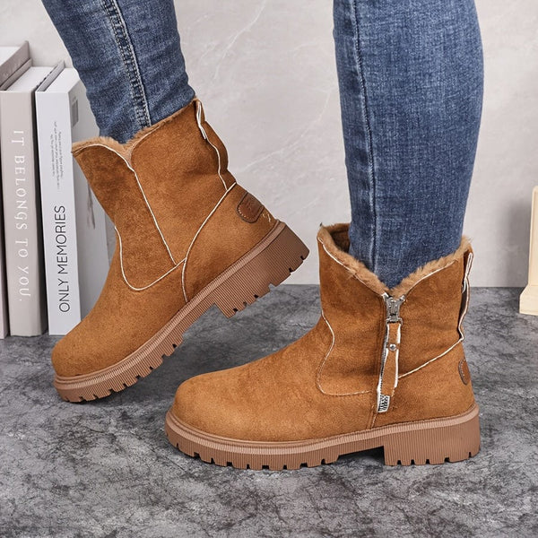 Women's Side Zip Winter Ankle Boots, Faux Fur Lined