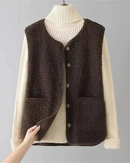 Women's Sleeveless Sweater Vest, Button Front Layering