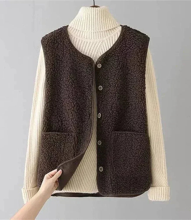 Women's Sleeveless Sweater Vest, Button Front Layering