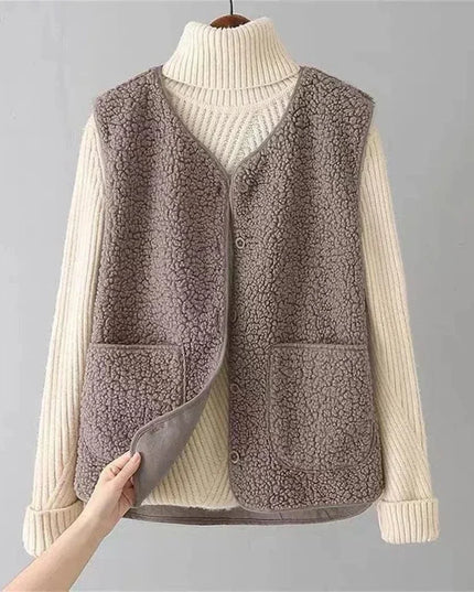 Women's Sleeveless Sweater Vest, Button Front Layering