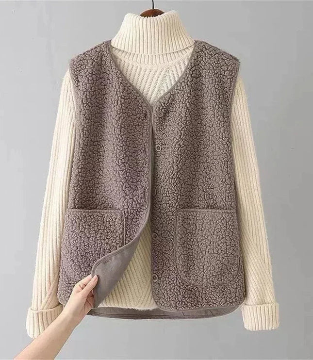Women's Sleeveless Sweater Vest, Button Front Layering