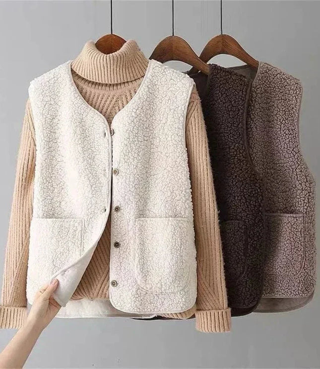 Women's Sleeveless Sweater Vest, Button Front Layering