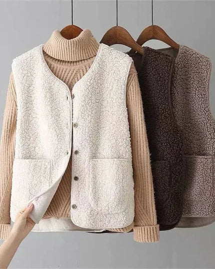 Women's Sleeveless Sweater Vest, Button Front Layering