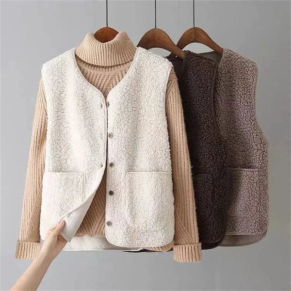 Women's Sleeveless Sweater Vest, Button Front Layering