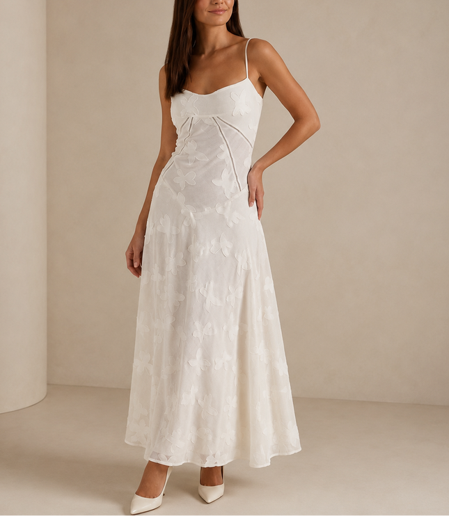 Women's Sleeveless Wedding Guest Floral Lace Maxi Dress
