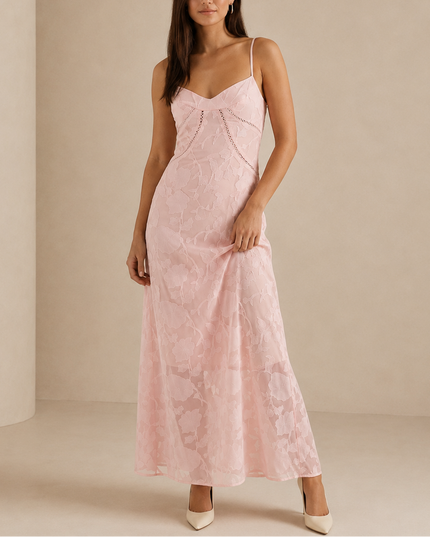 Women's Sleeveless Wedding Guest Floral Lace Maxi Dress