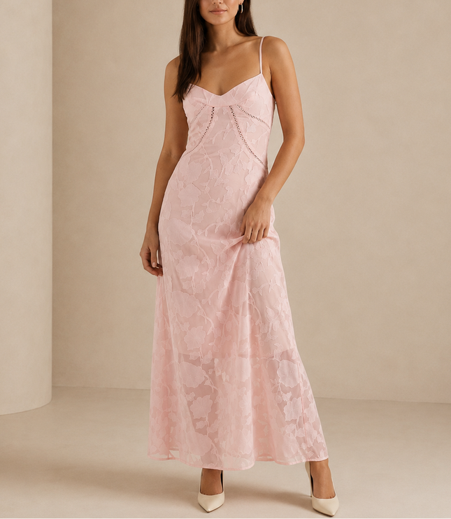 Women's Sleeveless Wedding Guest Floral Lace Maxi Dress
