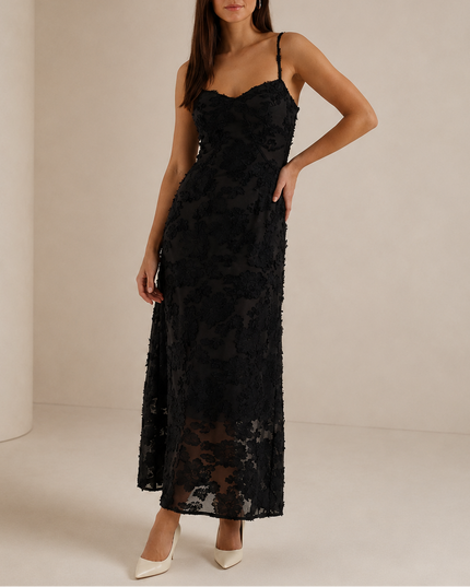 Women's Sleeveless Wedding Guest Floral Lace Maxi Dress