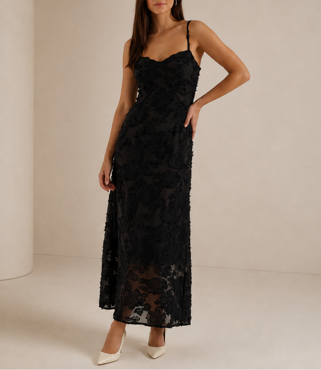 Women's Sleeveless Wedding Guest Floral Lace Maxi Dress