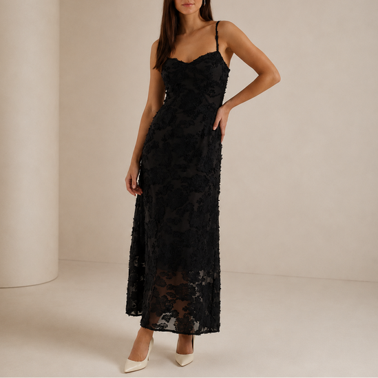 Women's Sleeveless Wedding Guest Floral Lace Maxi Dress