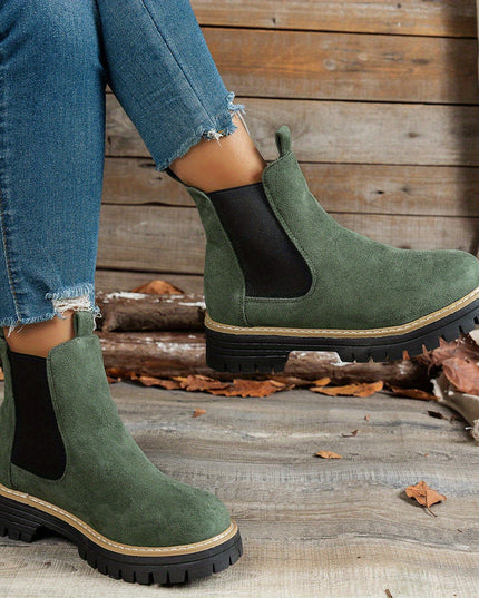 Women's Slip On Chelsea Ankle Boots, Platform Lug Sole