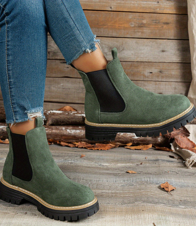 Women's Slip On Chelsea Ankle Boots, Platform Lug Sole