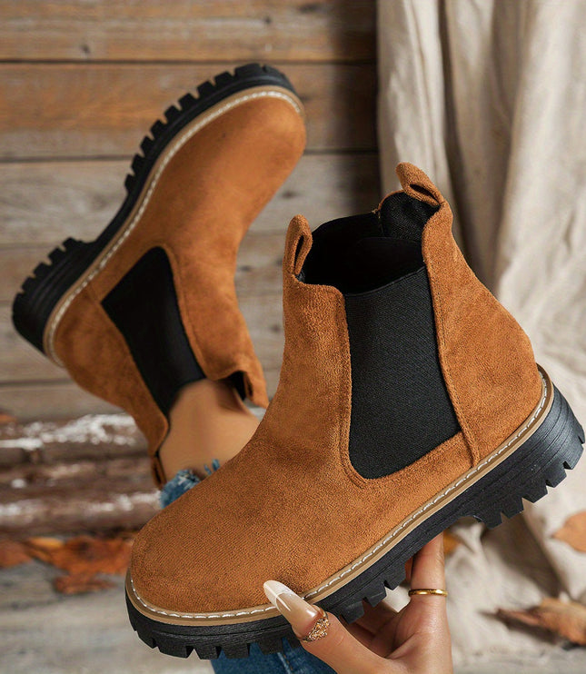 Women's Slip On Chelsea Ankle Boots, Platform Lug Sole