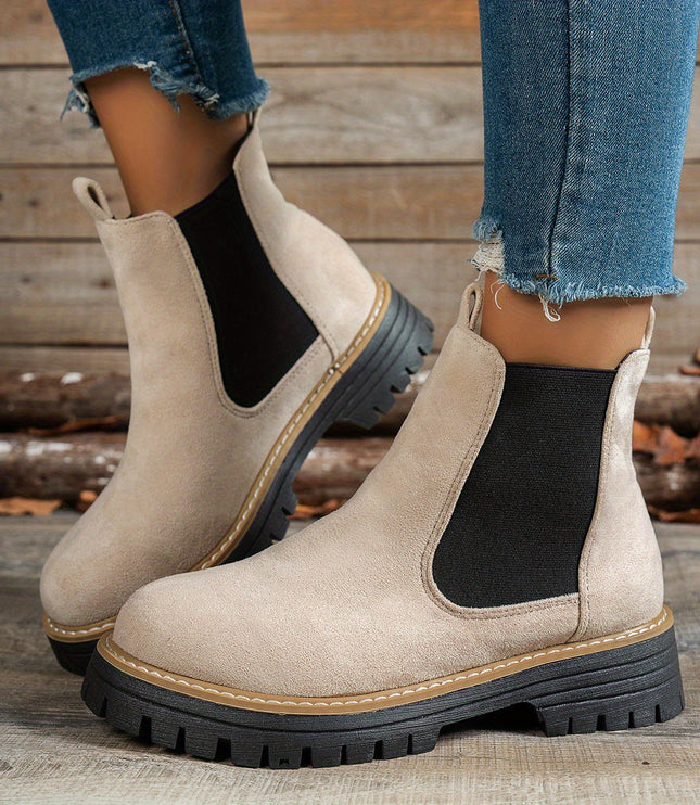Women's Slip On Chelsea Ankle Boots, Platform Lug Sole