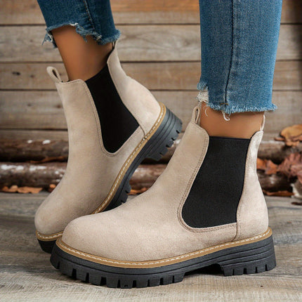 Women's Slip On Chelsea Ankle Boots, Platform Lug Sole