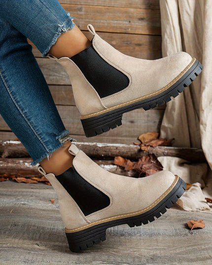 Women's Slip On Chelsea Ankle Boots, Platform Lug Sole