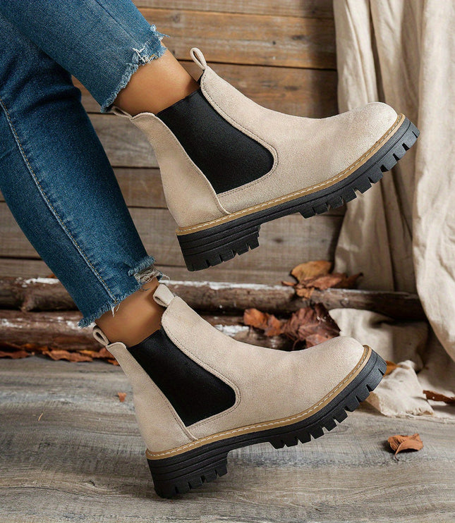 Women's Slip On Chelsea Ankle Boots, Platform Lug Sole
