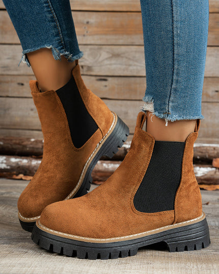 Women's Slip On Chelsea Ankle Boots, Platform Lug Sole