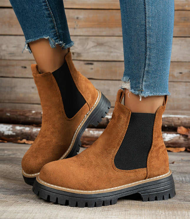 Women's Slip On Chelsea Ankle Boots, Platform Lug Sole