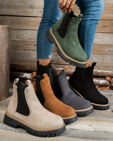 Women's Slip On Chelsea Ankle Boots, Platform Lug Sole