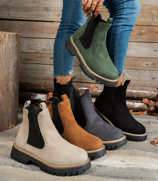 Women's Slip On Chelsea Ankle Boots, Platform Lug Sole