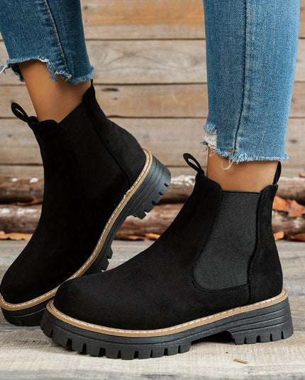Women's Slip On Chelsea Ankle Boots, Platform Lug Sole