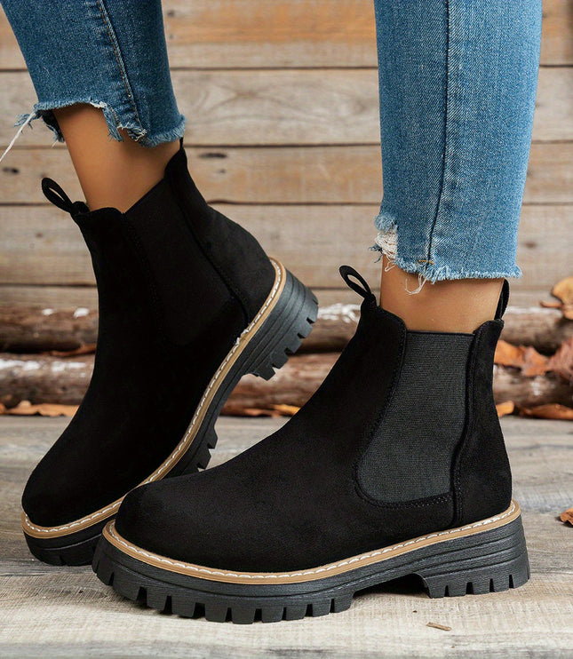 Women's Slip On Chelsea Ankle Boots, Platform Lug Sole