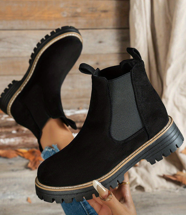 Women's Slip On Chelsea Ankle Boots, Platform Lug Sole