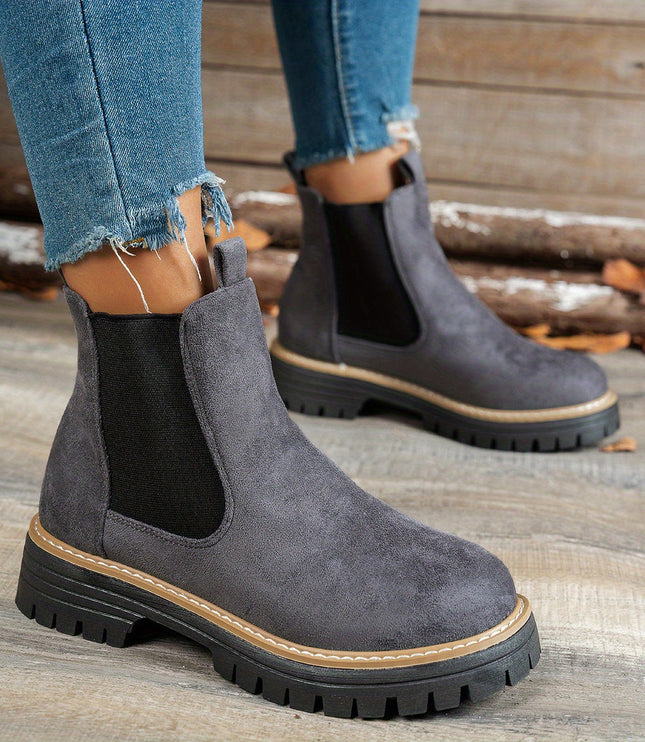 Women's Slip On Chelsea Ankle Boots, Platform Lug Sole