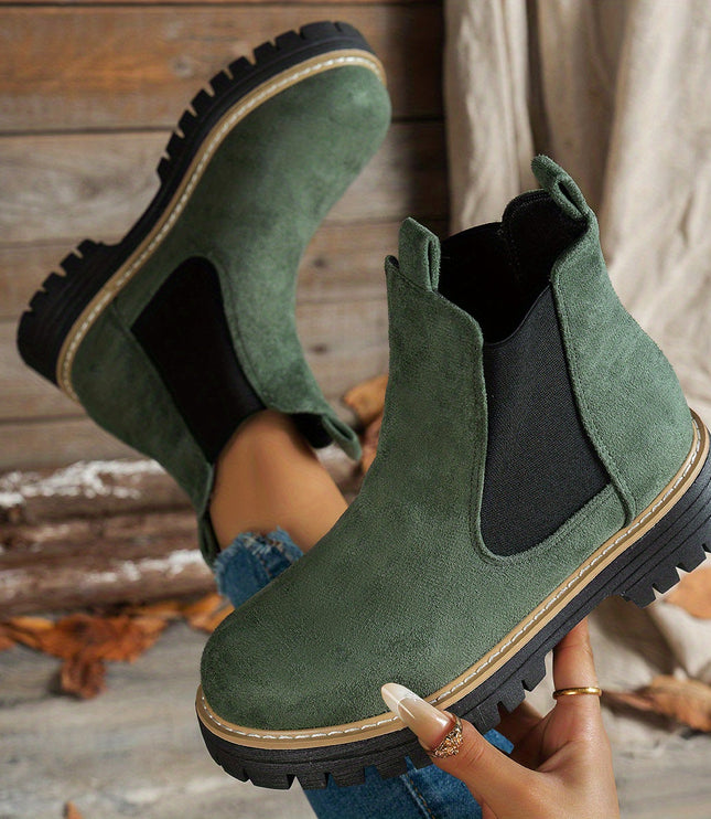 Women's Slip On Chelsea Ankle Boots, Platform Lug Sole