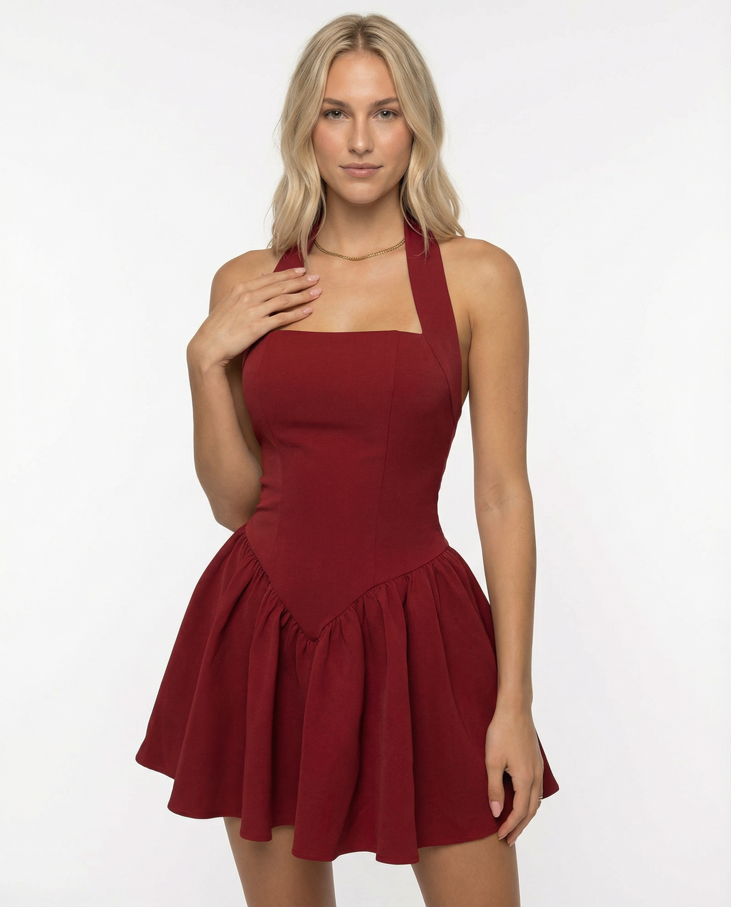Women's Square Neck Short Sleeve Summer Mini Dress
