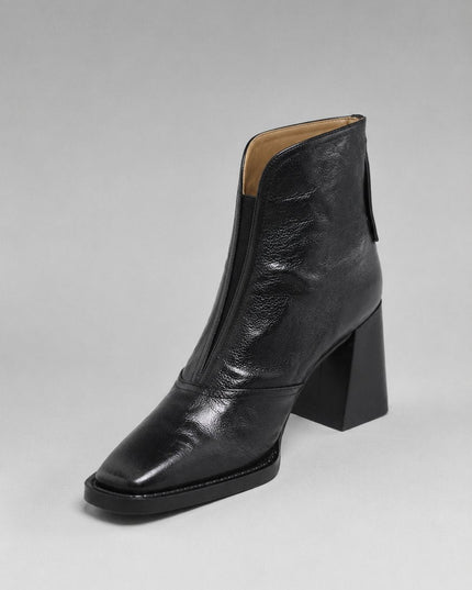 Women's Square Toe Ankle Boots, Faux Leather Block Heel