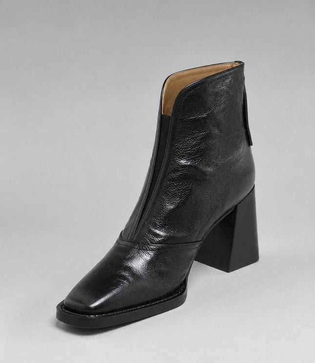 Women's Square Toe Ankle Boots, Faux Leather Block Heel