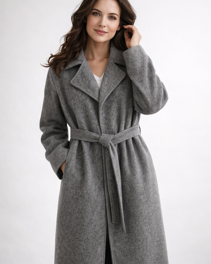 Women's Straight Fit Lapel Collar Longline Duster Coat