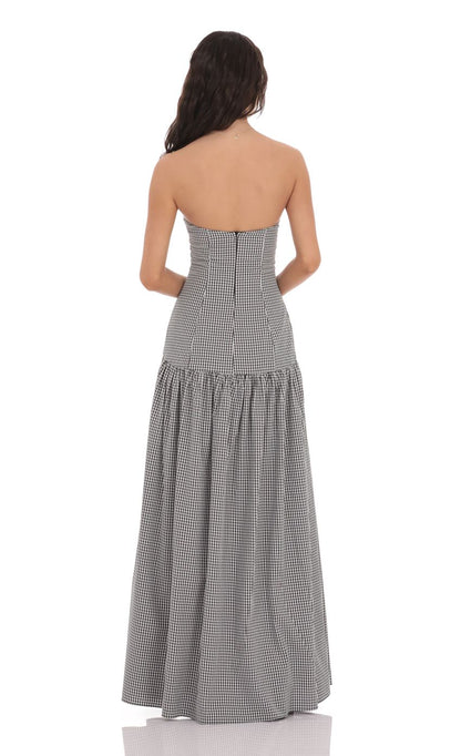 Women's Strapless Ruched Maxi Dress for Cocktail Evenings