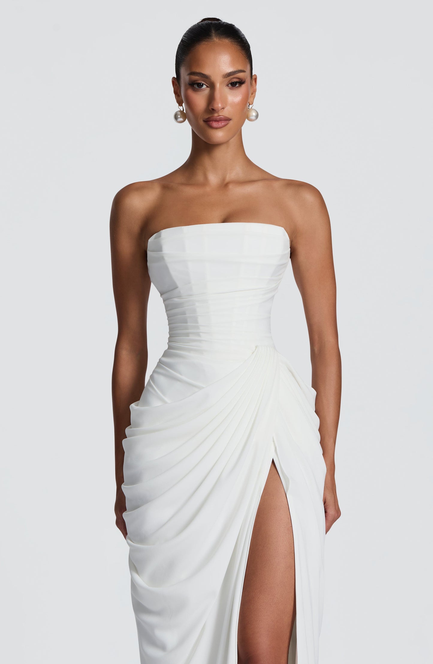 Women's Strapless Satin Corset Cocktail Maxi Dress