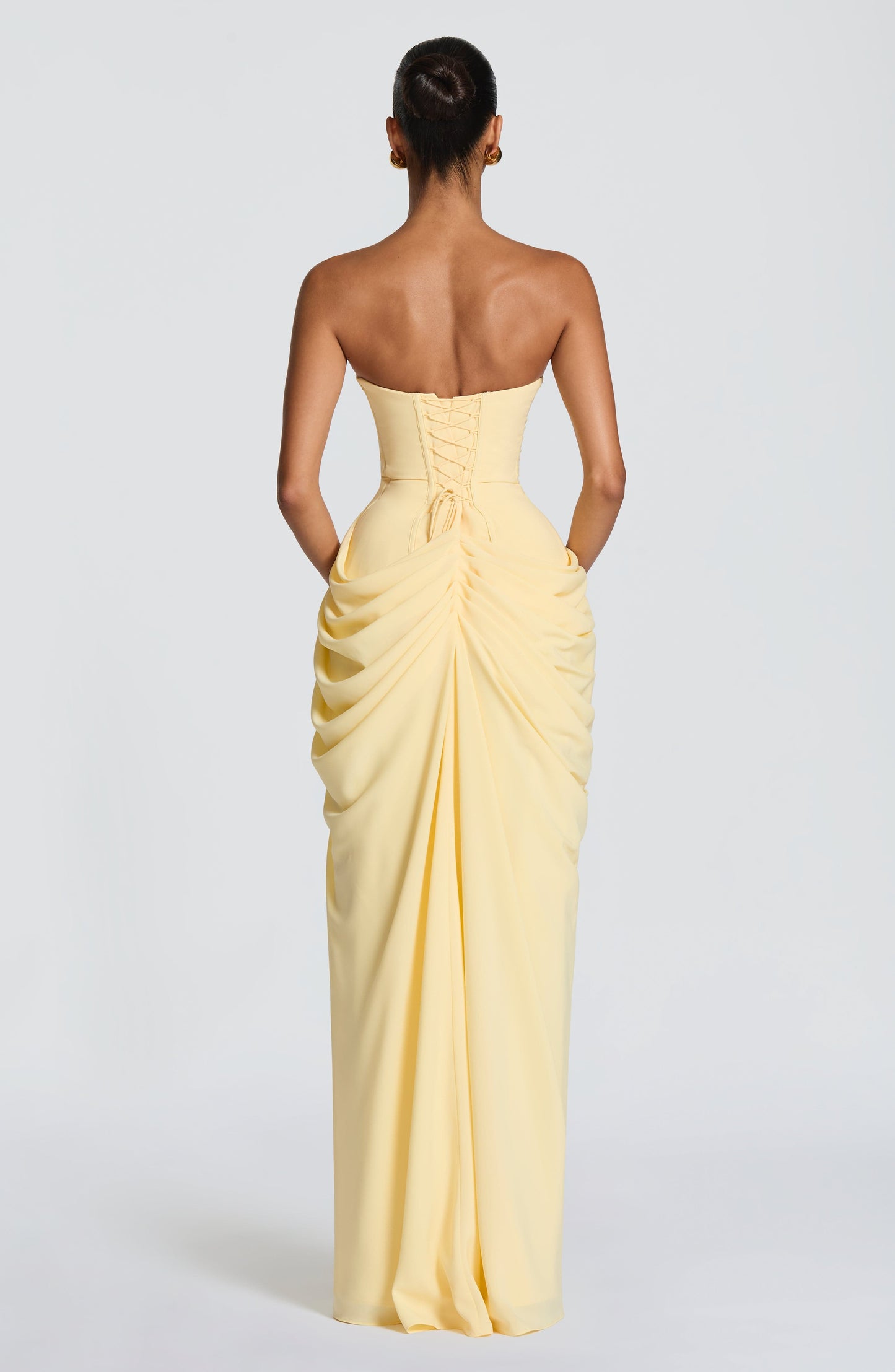 Women's Strapless Satin Corset Cocktail Maxi Dress