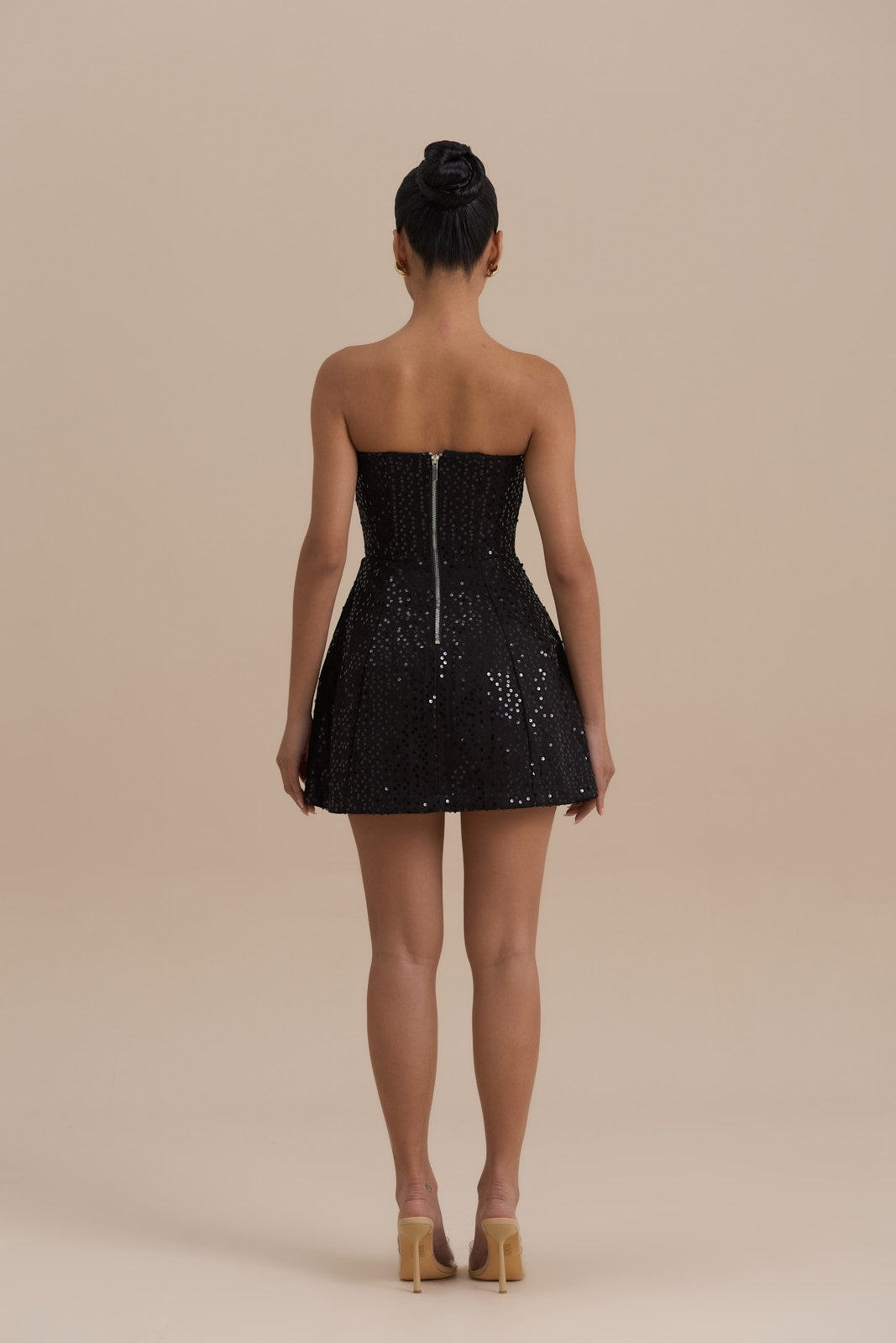Women's Strapless Sequin Black Mini Party Dress
