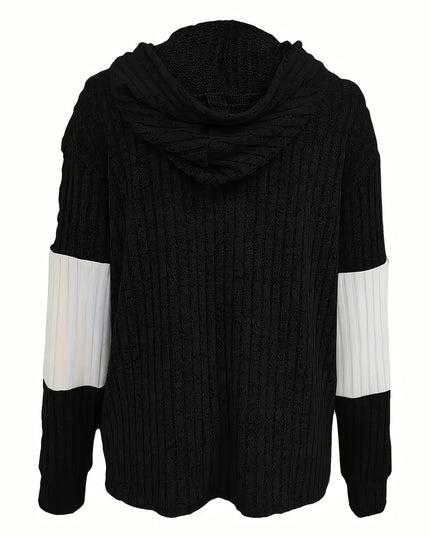 Women's Textured Drawstring Hooded Full Zip Jacket