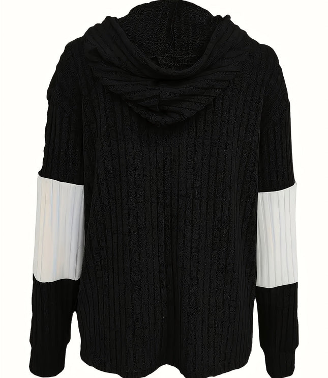 Women's Textured Drawstring Hooded Full Zip Jacket