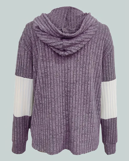 Women's Textured Drawstring Hooded Full Zip Jacket