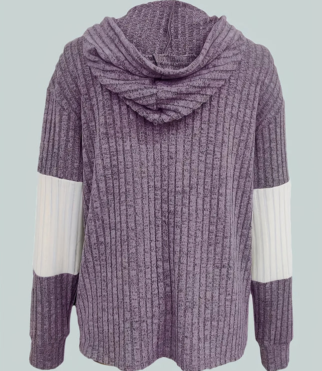 Women's Textured Drawstring Hooded Full Zip Jacket