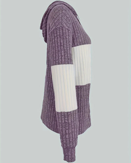 Women's Textured Drawstring Hooded Full Zip Jacket