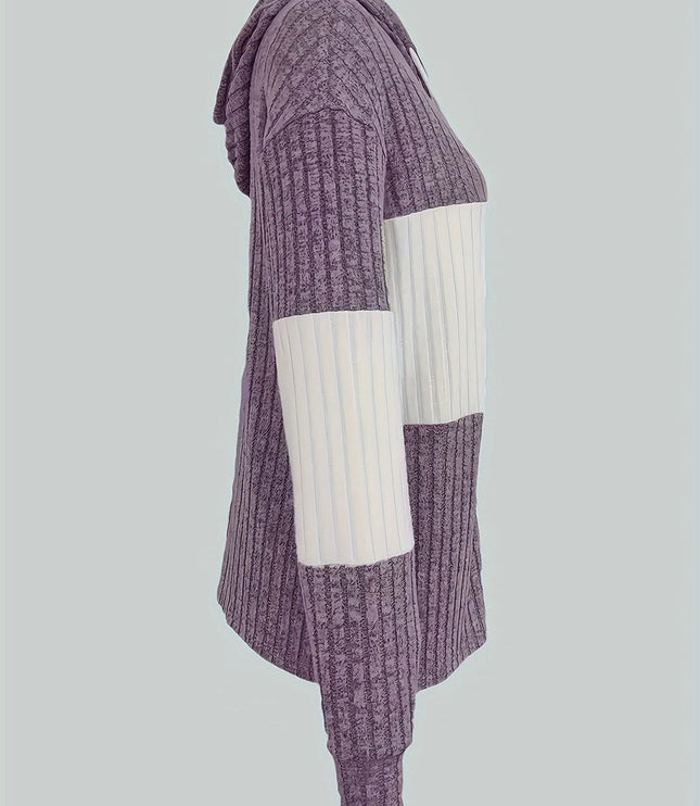 Women's Textured Drawstring Hooded Full Zip Jacket
