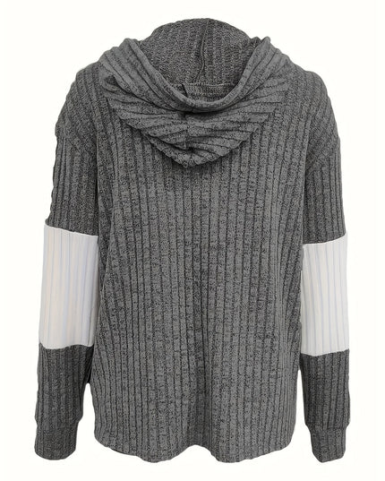 Women's Textured Drawstring Hooded Full Zip Jacket