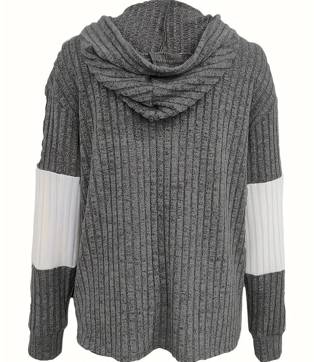 Women's Textured Drawstring Hooded Full Zip Jacket